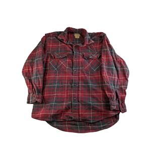 Mens CE Schmidt Workwear Long Sleeve Button Up Shirt Size M Red Plaid